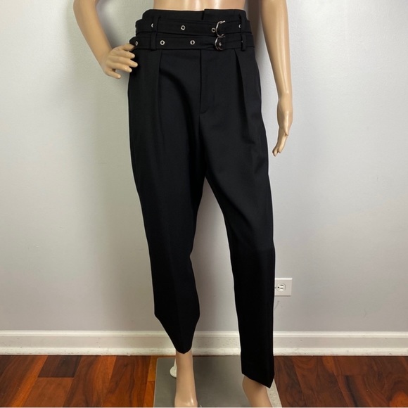 NEW IRO BLACK HIGH WAISTED WOOL PANTS - Picture 2 of 10
